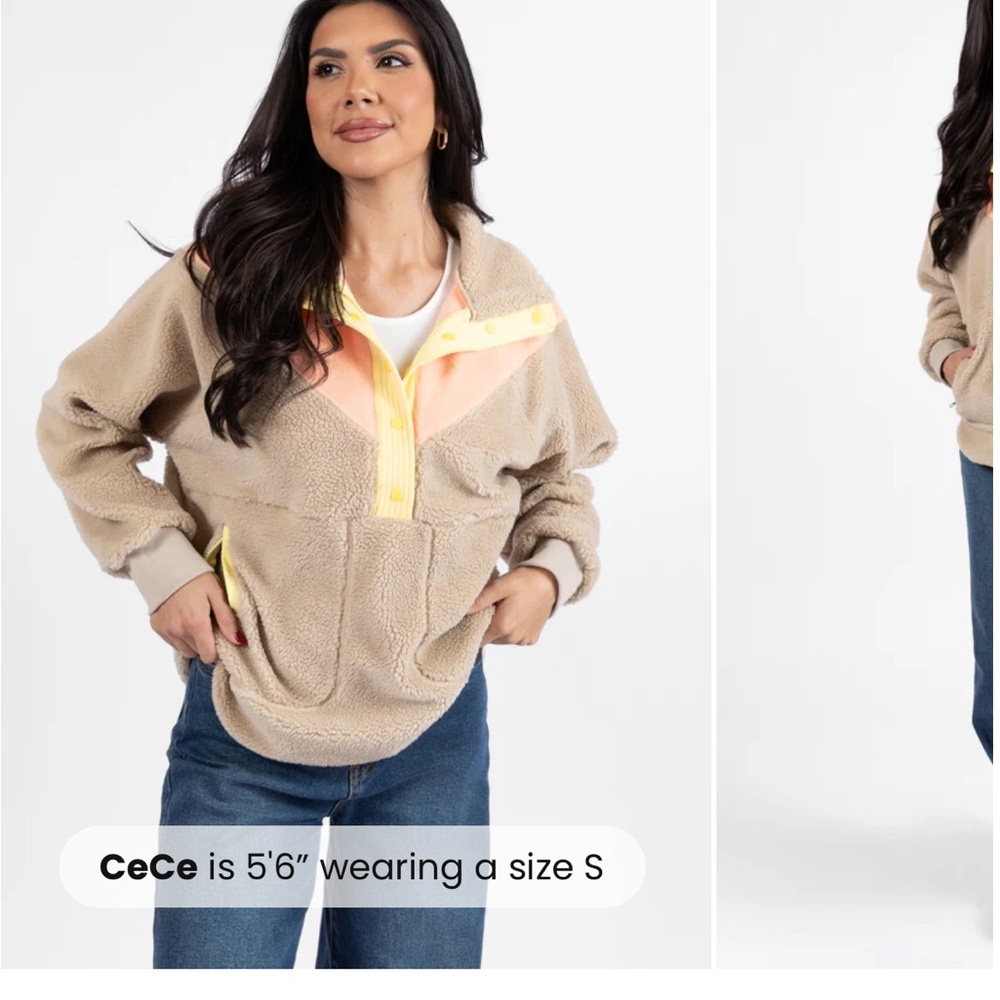 CeCe Beige and Yellow Teddy Jacket
